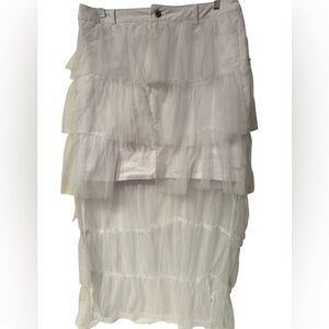 Ashley Stewart White Bubble Midi Skirt